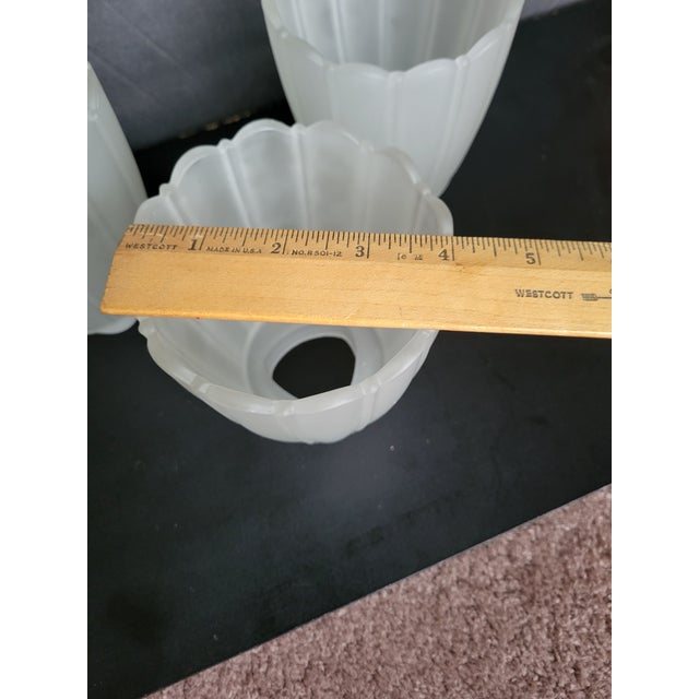 Vintage Ribbed Glass Lamp Shade Frosted Finish Globe Ceiling Fan Light For Sale - Image 9 of 12