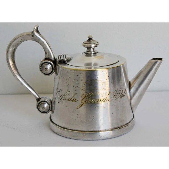 Art Deco Silvered Tea Pot from" Cafe du Grand Hotel" France For Sale - Image 12 of 13