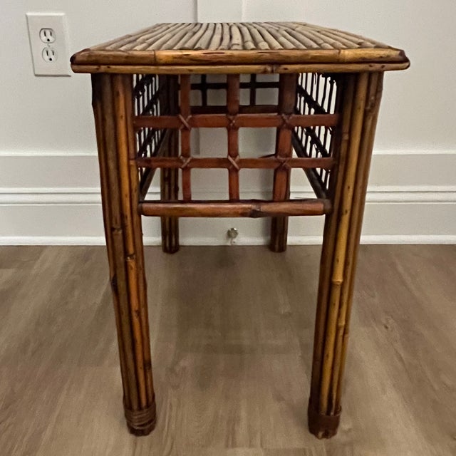 Wood Vintage Pencil Reed Bamboo Side Table For Sale - Image 7 of 18