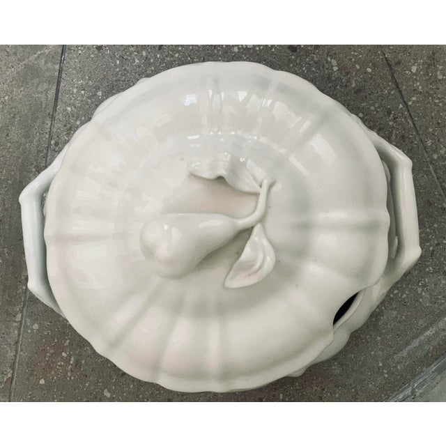 Shabby Chic Late 20th Century Styled After Bordallo Pinheiro Portuguese Blanc De Chine Centerpiece Soup Tureen For Sale - Image 3 of 12