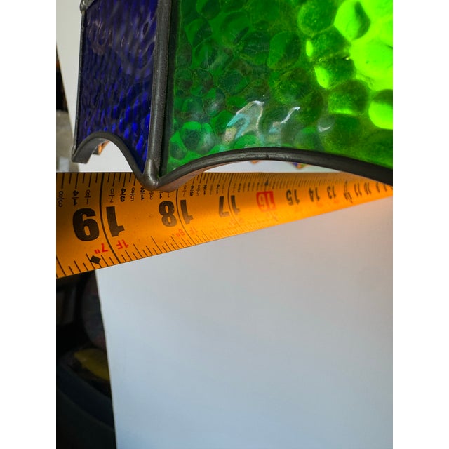 1970s 1970s Geometric Stained Glass Pendant Light Fixture For Sale - Image 5 of 6