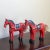 Red Vintage Handcrafted European Wooden Folk Art Horses — a Pair For Sale - Image 8 of 11