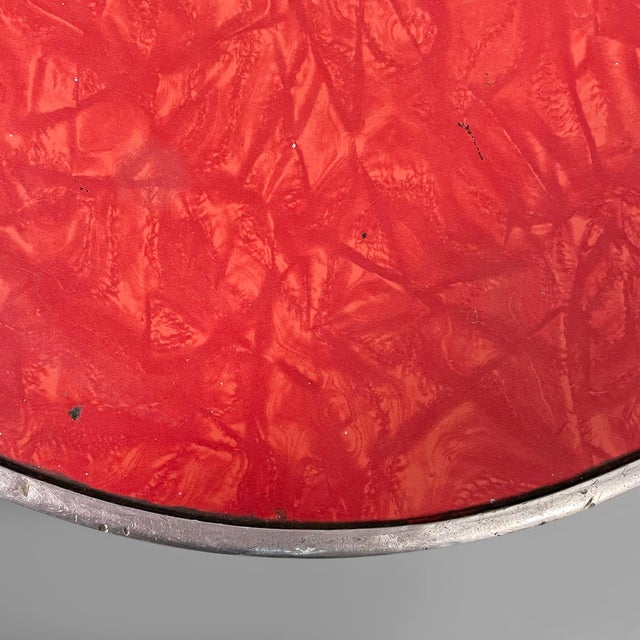 Metal Mid-Century Modern Italian Round Stool in Metal and Red Laminate, 1960s For Sale - Image 7 of 13