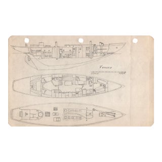 1940s Maine Marine Architectural Drawing on Paper For Sale
