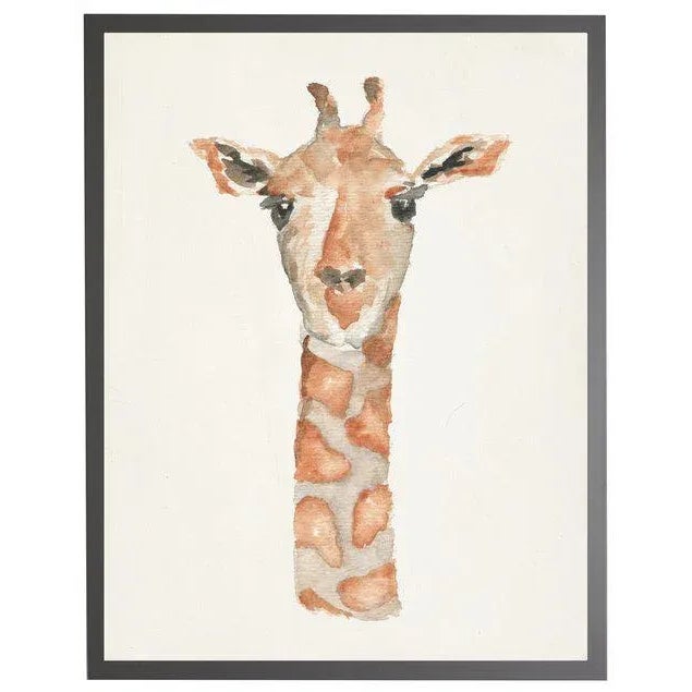 Watercolor giraffe in grey frame
