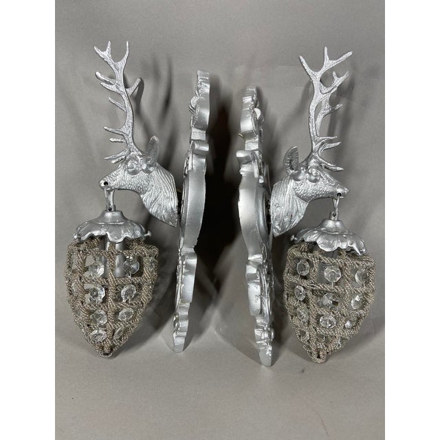 Silver Late 20th French Louis XVI Silver Bronze Sconces/ Wall Lamps Pair For Sale - Image 8 of 9
