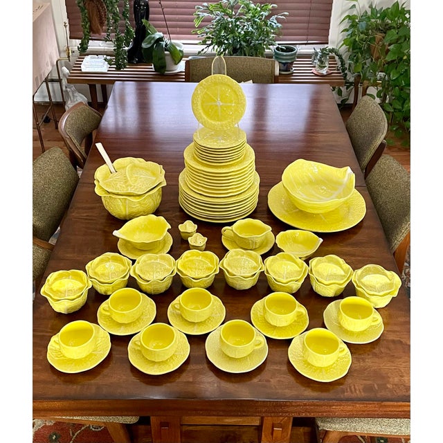 Vintage Majolica Cabbage Dinner & Serveware for 8 by Secla Portugal
