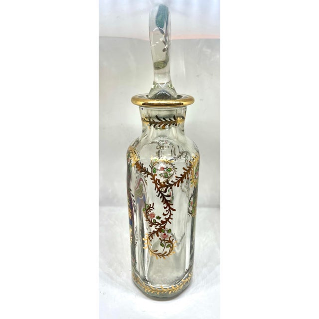 Crystal Perfume Bottle With Its Flower Stopper and Heraldic Coat of Arms 1850 France For Sale - Image 9 of 12