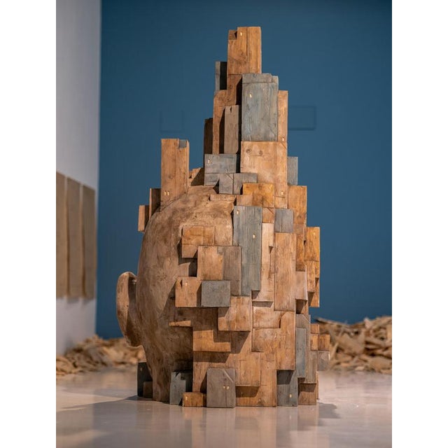 Large Architectural Carved Polychrome Wood Head Sculpture by Jose Perozo, 2023 For Sale - Image 10 of 14