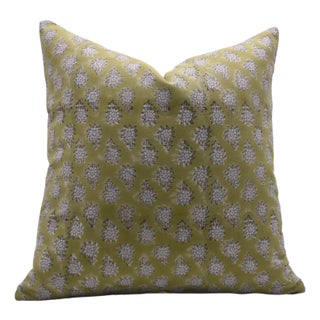 Fabdivine Artisan Block Print Throw Pillow Cover 26x26 Inch Duck Canvas- Jasmine For Sale