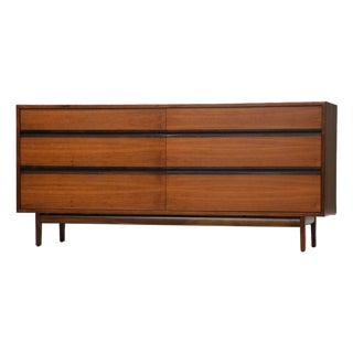 1960s Refinished 66” Kipp Stewart for Directional by Calvin Walnut Dresser For Sale