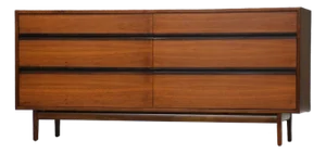 1960s Refinished 66” Kipp Stewart for Directional by Calvin Walnut Dresser