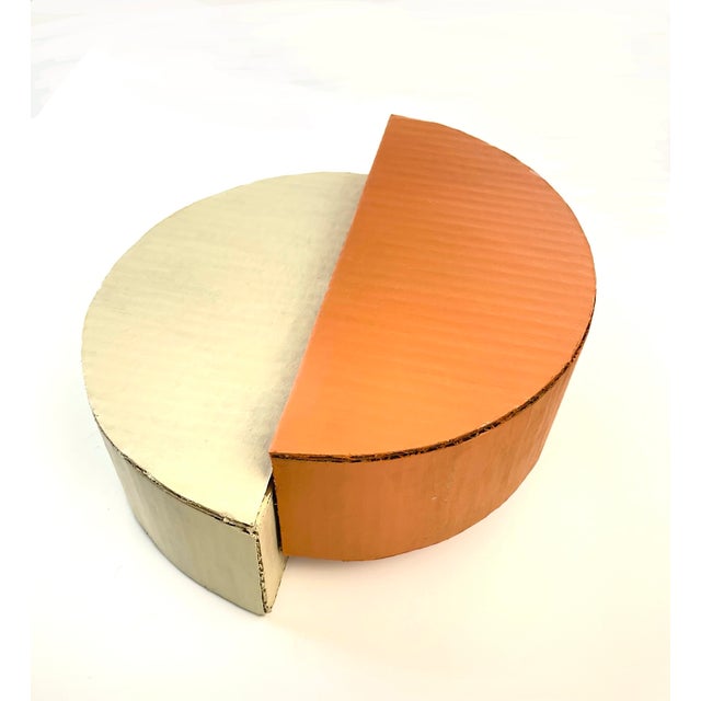 Contemporary Cardboard Sculpture With Orange and Beige For Sale - Image 3 of 9