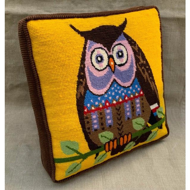 The most incredible vintage needlepoint throw pillow I have ever seen! Brilliant vivid colors and expertly worked. Circa...