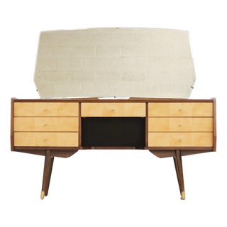 Vintage Italian Marino Vanity Lacquered Maple & Sycamore For Sale