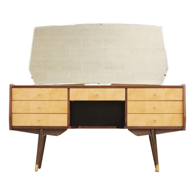 Vintage Italian Marino Vanity Lacquered Maple & Sycamore For Sale