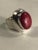 Contemporary Vintage Mexican Red Carnelian Sterling Ring (Size 7.75) For Sale - Image 3 of 10