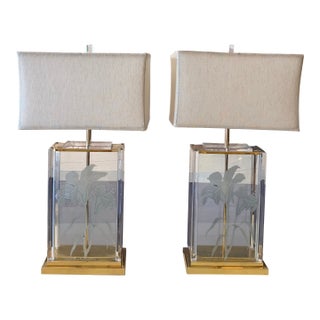 Vintage Frederick Raymond Lily Lucite Lamp - a Pair For Sale