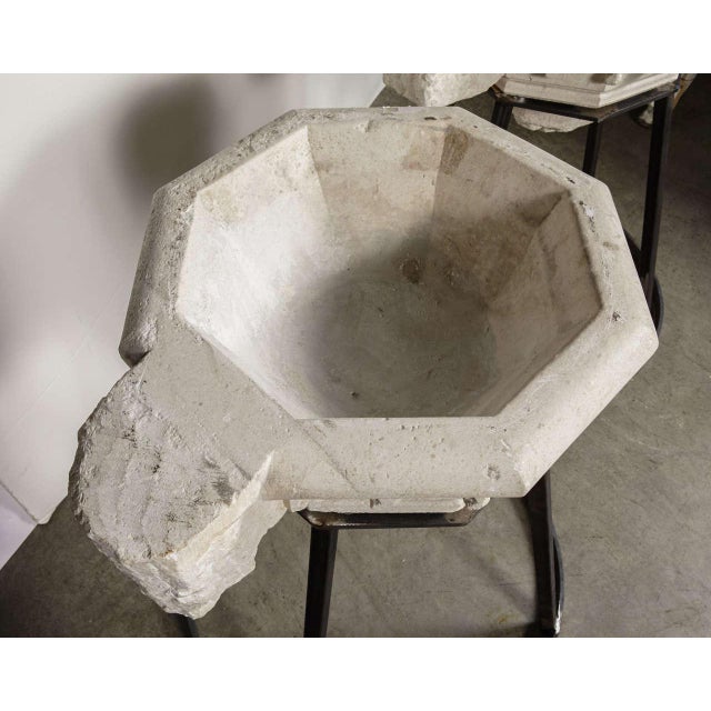 Antique Carved Stone Sinks (Stoups or Benitiers) From France, Circa 1830 - a Pair For Sale - Image 9 of 11