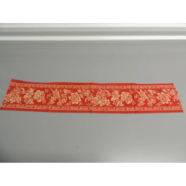 Vintage Red and Yellow Floral French Printed Ribbon Cotton Size:6”Hx 32”L
