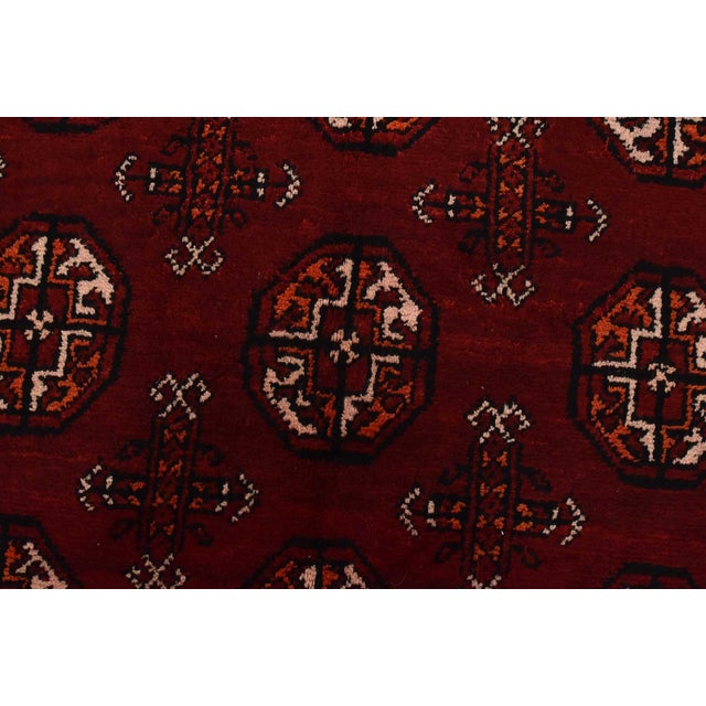 Red Baloch Runner 4’11” X 14’9” Red Wool Vintage Tribal Hand-Knotted Oriental Rug For Sale - Image 8 of 14