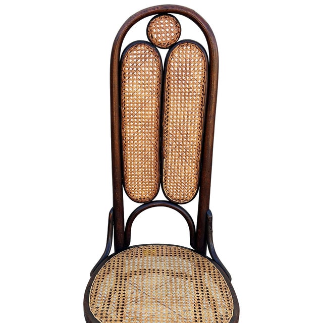 19th Century Vienna Secession Bent Oak & Cane High Back Side Chair No. 16 Attributed to Thonet, Pair For Sale - Image 10 of 10