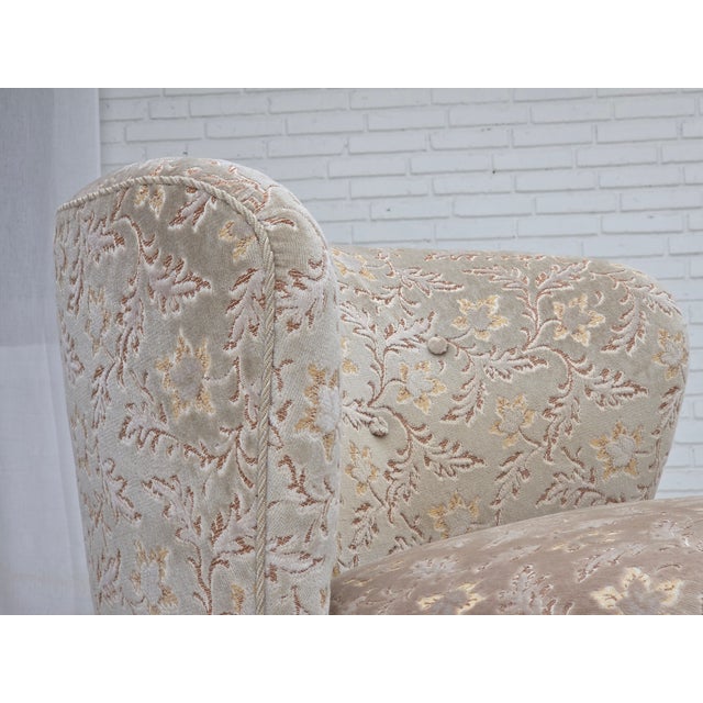 1960s Danish Curved Armchair in Light Green-Gray Furniture Velour, 1970s For Sale - Image 5 of 18