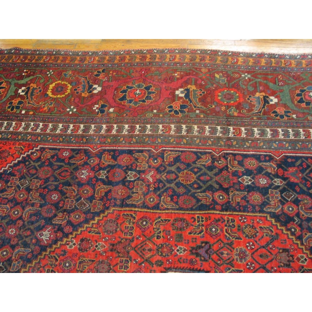 Wonderful Red and Blue Color With Rhombus Design Antique Bijar Rug For Sale In New York - Image 6 of 6