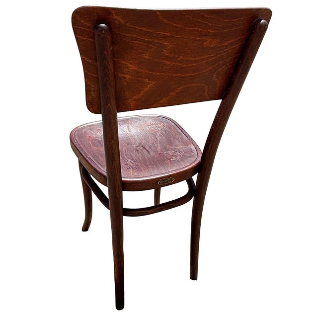 Victorian Bent Oak Side Chair W/ Floral Seat by Thonet Hermanos, Set of 4 For Sale - Image 14 of 15