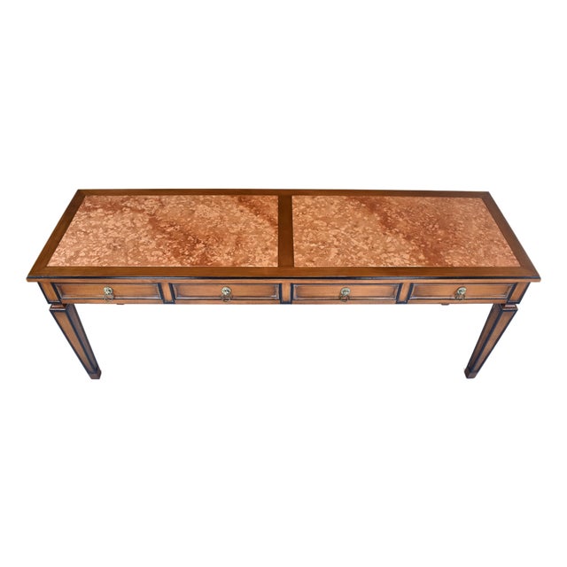Neoclassical Style Italian Directoire Console Table, Rosso Verona Marble Top For Sale