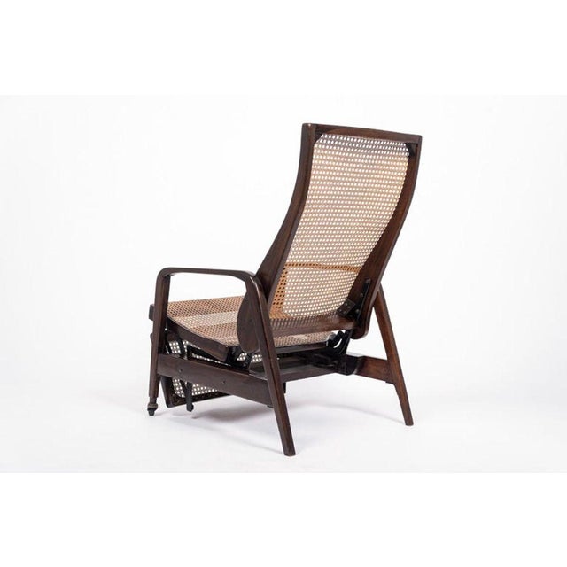 Early 20th Century Antique Brazilian Walnut Wood and Cane Reclining Lounge Chair For Sale - Image 5 of 13