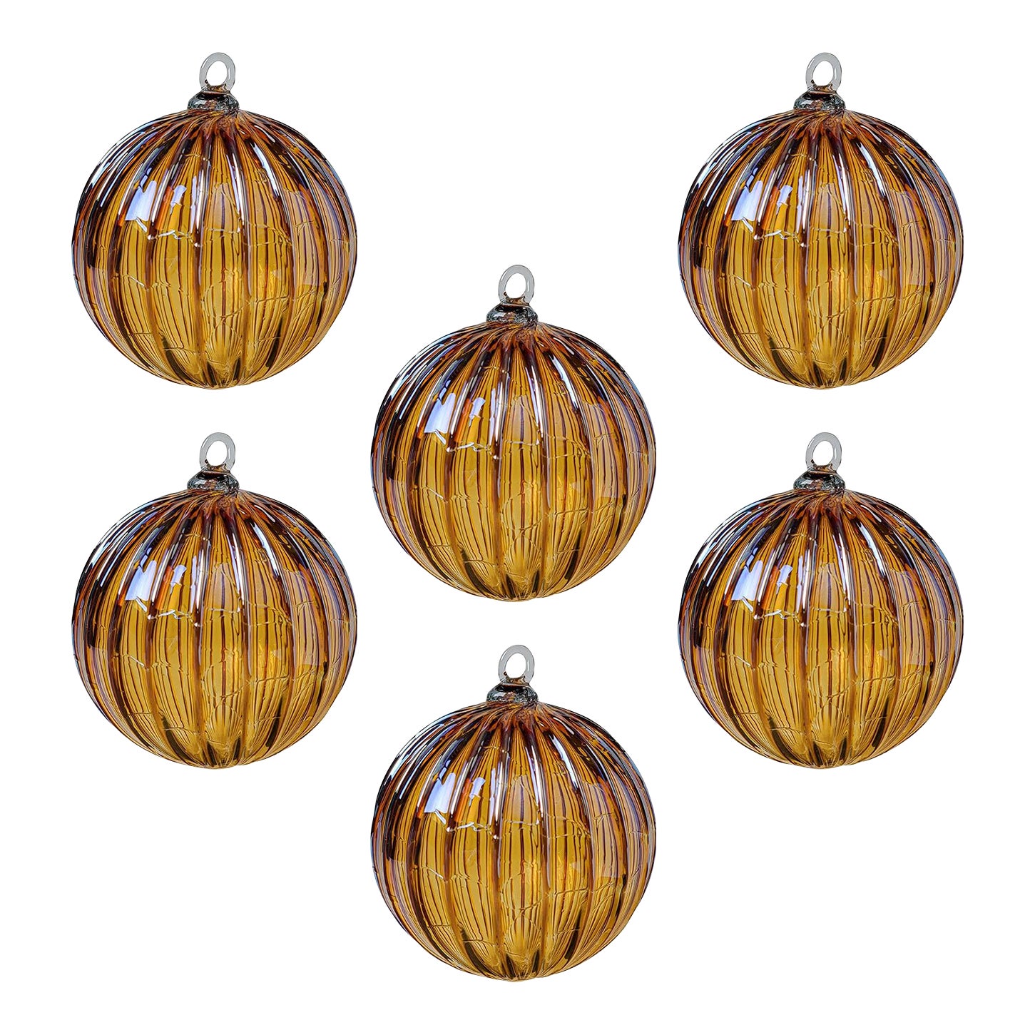 Metallic Violet Gold Handmade Glass Ornament Set 20 point mold, Set