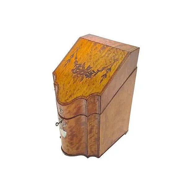 English Antique English Burl-Wood Knife Box For Sale - Image 3 of 9