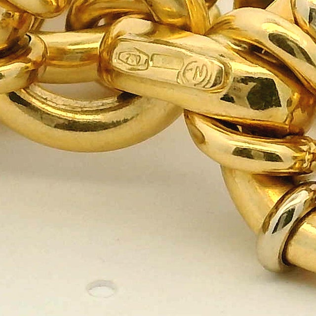 Vintage Maleggi Italian 18k Gold Double Rolo Link Long Necklace, 121.8 Grams For Sale - Image 11 of 13