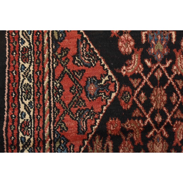 Hamedan Runner 3'6'' X 10' Black Wool Vintage Tribal Hand-Knotted Oriental Rug For Sale - Image 10 of 15