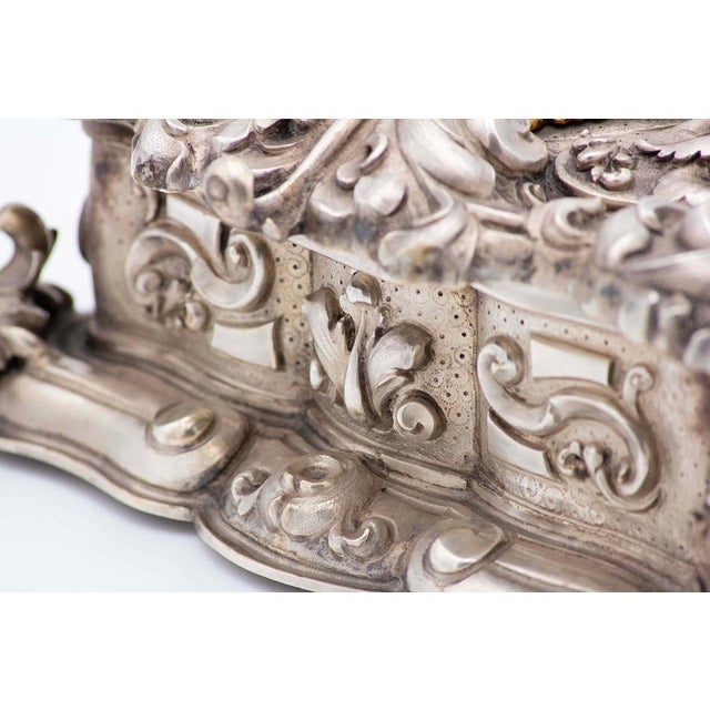 Metal Silver Jewelry Box with Deep Reliefs For Sale - Image 7 of 9