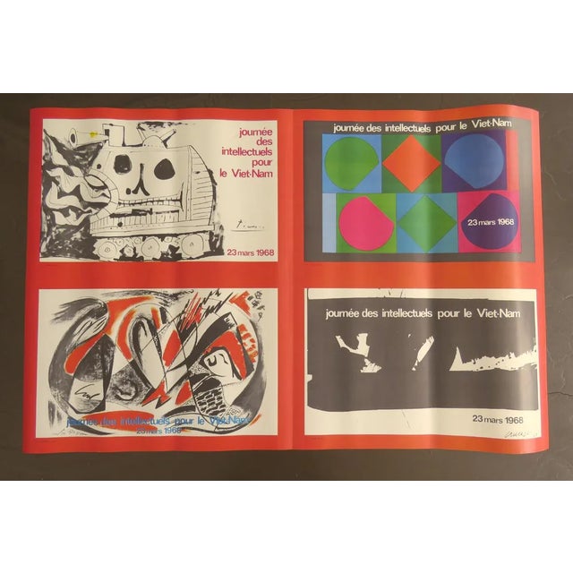 Day of Intellectuals for Vietnam Poster after Soulages, Picasso, Vasarely & Masson, 1968 For Sale