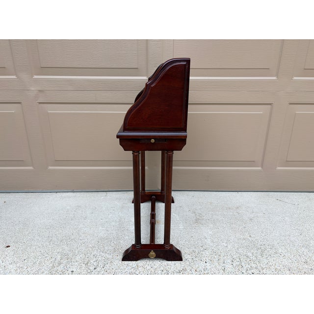 Vintage Federal Mahogany Library Book Stand With Pull-Out Drink Trays For Sale - Image 13 of 15