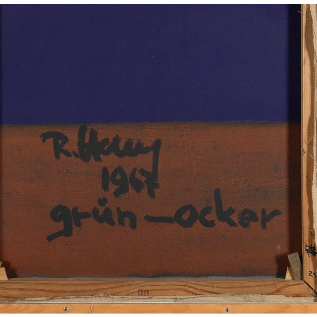Rolf Hans, grün-ocker, 1967, Oil on Canvas For Sale - Image 9 of 10
