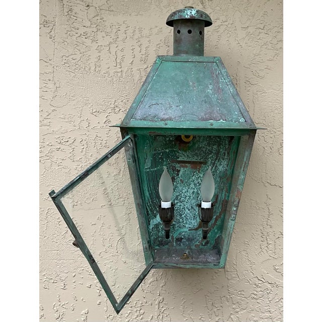 Single Vintage Wall Hanging Copper Lantern For Sale - Image 10 of 12
