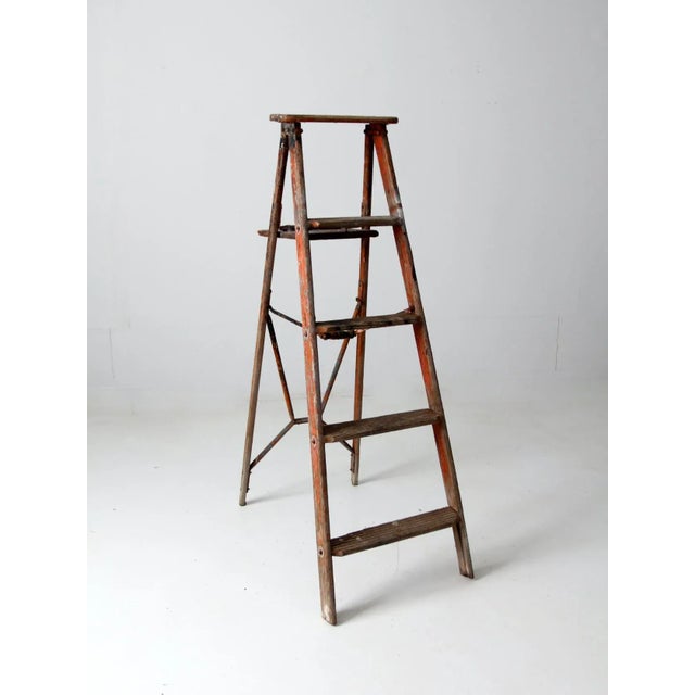 Vintage Rustic Painted Wooden Ladder For Sale - Image 9 of 12