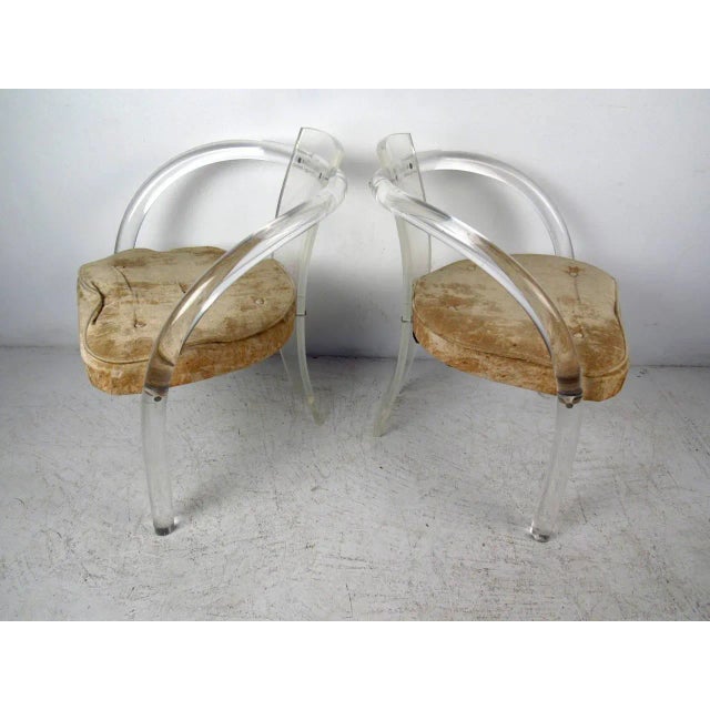 Mid 20th Century Lucite Chairs with Upholstered Cushions - 2 Pieces For Sale In New York - Image 6 of 6