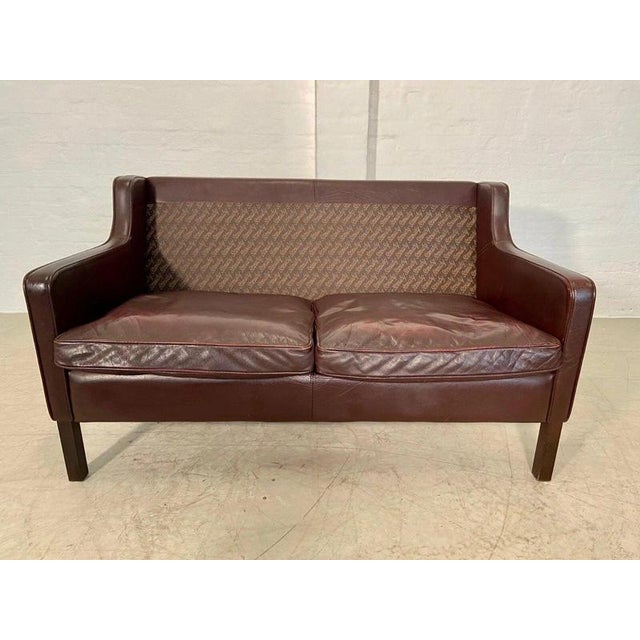 Brown Vintage Danish Dark Cognac Leather Two-Seater Sofa from Stouby, 1960s For Sale - Image 8 of 18