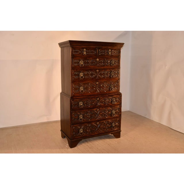 18th C. English Carved Chest on Chest For Sale - Image 9 of 12