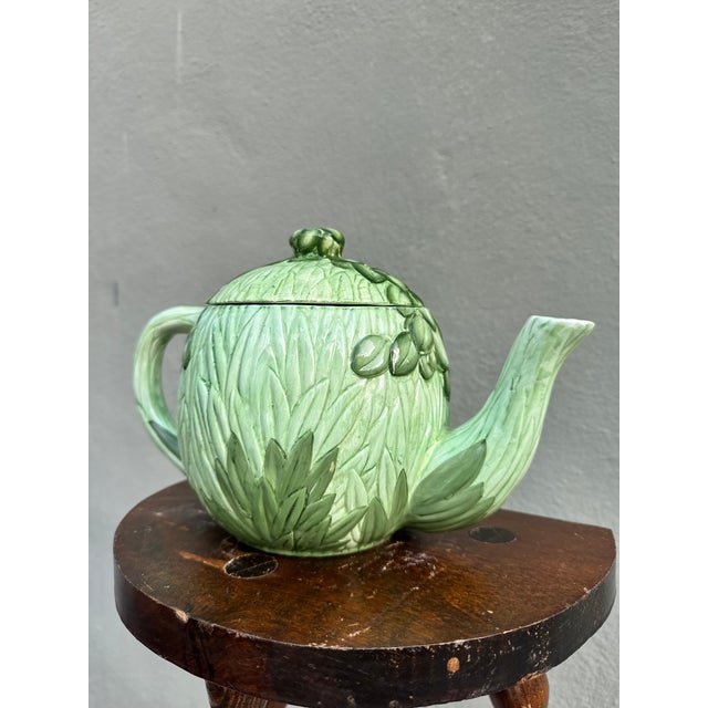 Vintage Seymour Mann Majolica Hand-Painted Toucan Bird Teapot — Tropical Hollywood Regency For Sale - Image 9 of 10