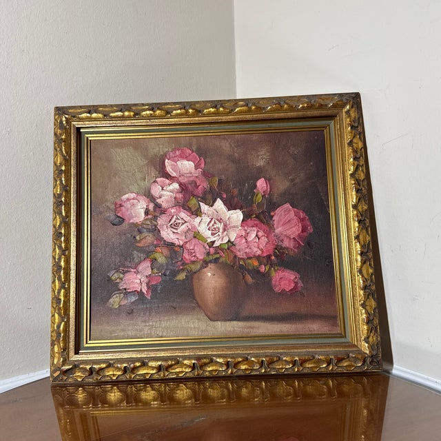 Vintage Floral Oil Painting Framed and Signed For Sale In Atlanta - Image 6 of 8