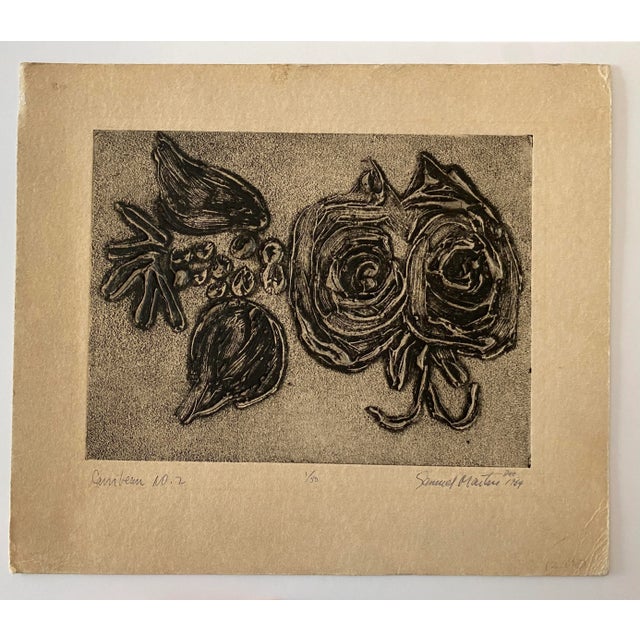 1964 MCM "Caribbean No 2" embossed etching by Samuel Martin. Pencil signed and numbered 1 of 50.