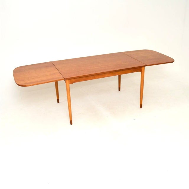 Brown Vintage Danish Teak Drop-Leaf Dining Table attributed to Borge Mogensen for Søborg Møbelfabrik, 1960s For Sale - Image 8 of 8