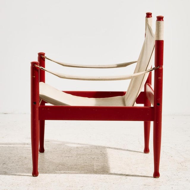 Set of Model 30 Safari Lounge Chair and Ottoman by Erik Wørts for Niels Eilersen, 1960s For Sale - Image 4 of 18