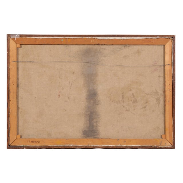 Mid-Century Modern MCM Oil on Canvas Painting of Three Figures, Artist Signed For Sale - Image 3 of 4